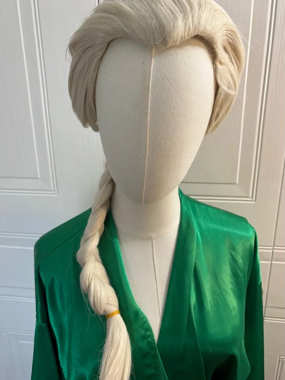Women Blonde Braided Ponytail Wig Ice Princess Frozen Cosplay Costume Halloween